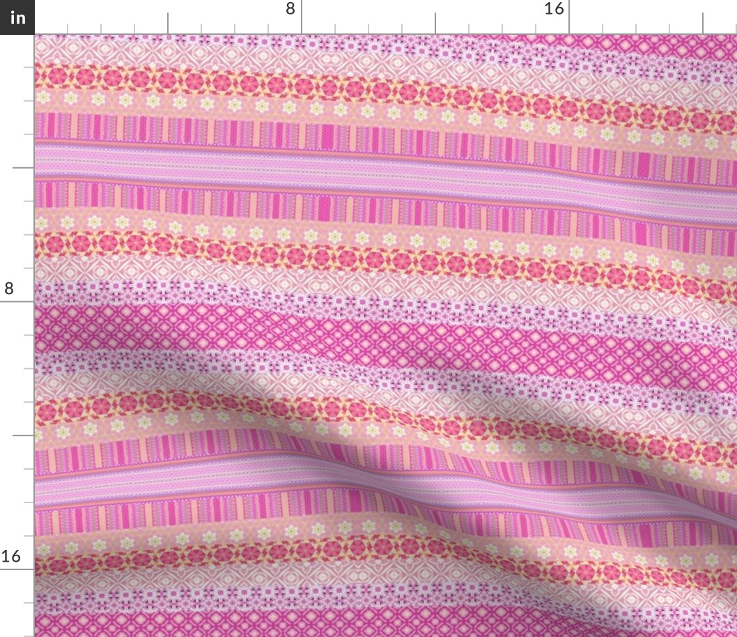 boho stripes horizontal pink  orange lilac 