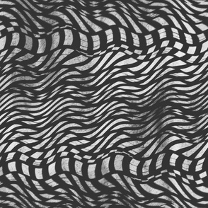 Textured and Tonal Stripe - Inked Abstract Grunge - A River Ran Thru It - White on Black