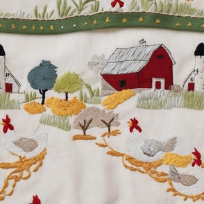 Chickens on the Farm Faux Embroidery