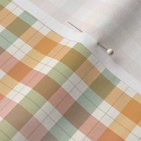 Tiny scale / 1/2 inch pastel rainbow windowpane plaid on cream / Micro mini small Warm soft powder baby pink blue green yellow orange red and light ivory gingham stripes / vichy caro 60s picnic checks square grid lines / 70s mens blender