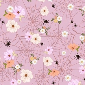 Garden Witch Cottagecore_Floral Spider web on light purple
