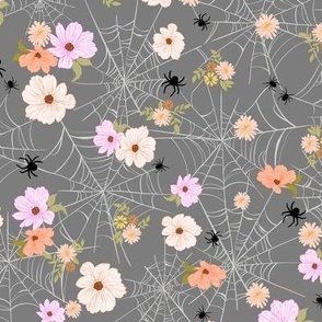 Garden Witch Cottagecore_Floral Spider Web Halloween_ gray