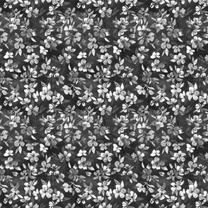 Southern Summer Floral monochrome charcoal grey - micro print