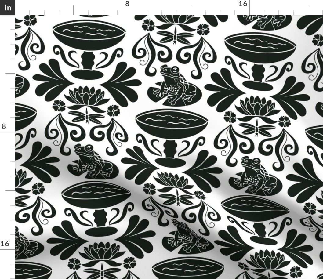 Art Nouveau Frog Toile Black on White