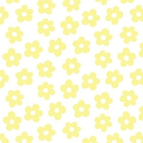FS Retro Daisy Flowers Creamy Yellow on White