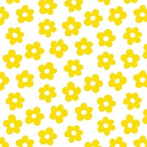FS Retro Daisy Flowers Gold on White