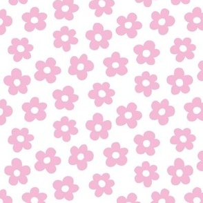 FS Retro Daisy Flowers Light Pink on White
