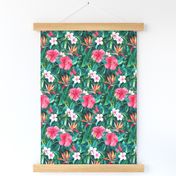 Classic Tropical Garden with Pink Flowers Dramatic Version Medium
