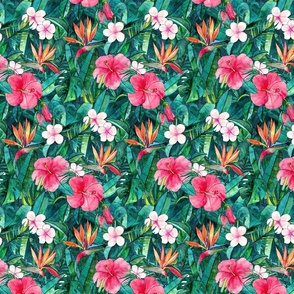 Classic Tropical Garden with Pink Flowers Dramatic Version Medium