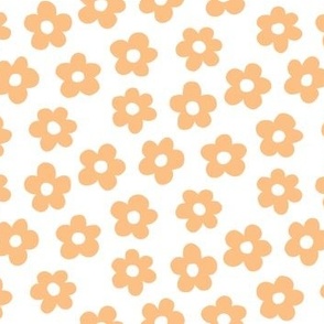 FS Retro Daisy Flowers Peach on White