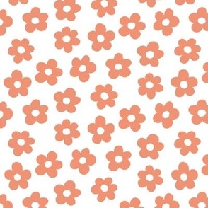 FS Retro Daisy Flowers Tangerine on White