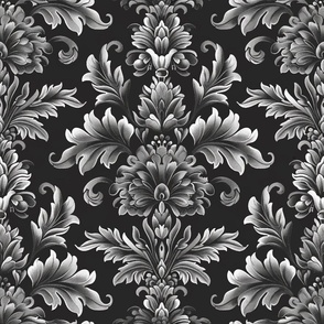 Black and Grey Elegant Damask