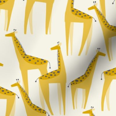 (S) Giraffes on the Savanna - Safari - Mustard Yellow