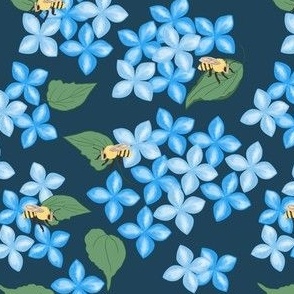 Bees and Blue Hydrangeas