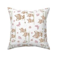 Woodland Animals Floral Fox Butterfly Bee Baby Girl Nursery Rotated 