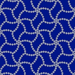 Indigo Blue Antique Japanese Inspired Star Flower Pattern by Sewell Graphic Arts