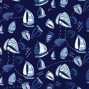 ditzy sailboats shades of blue