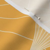 Golden Yellow Art Deco Wave Fan | Large