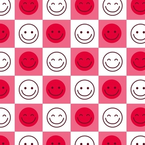 Cheerful Checks - Smiles -Monochromatic in pink