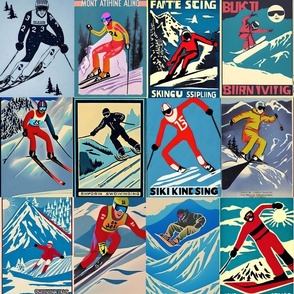 vintage men ski collage