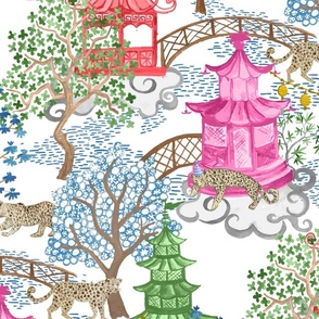 Party Leopards in Pagoda Forest Green_ Pink and Red copy 2