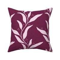 (lg) Wavy Willow Leaf Stripes with Accent Dots and Linen Texture - Light Pink and Berry Purple - Bold Botanical Silhouette for Traditional, Boho, and Maximalist Styles