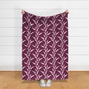 (lg) Wavy Willow Leaf Stripes with Accent Dots and Linen Texture - Light Pink and Berry Purple - Bold Botanical Silhouette for Traditional, Boho, and Maximalist Styles