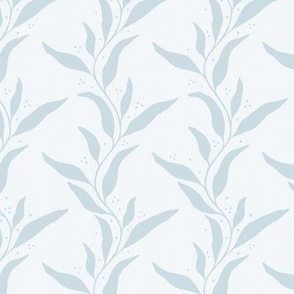 Wavy Willow Leaf Stripes with Accent Dots and Linen Texture - Ice Blue - Small Scale - Serene Botanical Silhouette for Traditional, Boho, and Grandmillennial Styles