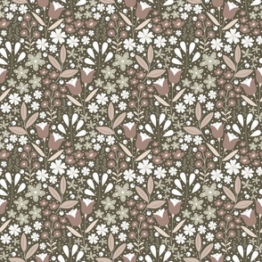 Small / Ethereal Blooms - Brown - Sage - Earth Colors - Florals - Flowers - Botanicals - Nature - Roses - Tulips - Floral Wallpaper