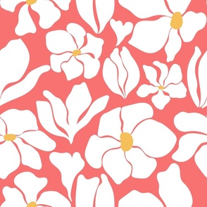 Magnolia Flowers - Matisse Inspired - Peach + White - Perfect For Metallic !