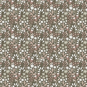 XS / Ethereal Blooms - Brown - Sage - Earth Colors - Florals - Flowers - Botanicals - Nature - Roses - Tulips - Floral Wallpaper