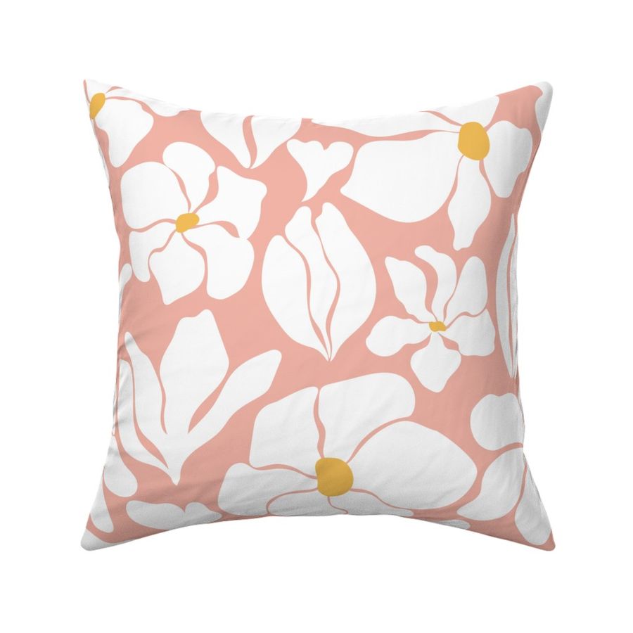 Magnolia Flowers - Matisse Inspired - Pastel Pink + White - Perfect For Metallic !