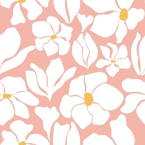 Magnolia Flowers - Matisse Inspired - Pastel Pink + White - Perfect For Metallic !