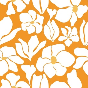 Magnolia Flowers - Matisse Inspired - Orange + White - Perfect For Metallic !