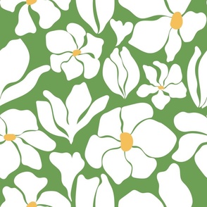 Magnolia Flowers - Matisse Inspired - Bright Green + White - Perfect For Metallic !