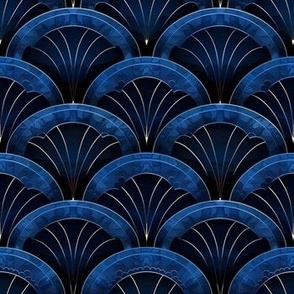 Blue & Black Art Deco Fans - medium