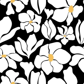 Magnolia Flowers - Matisse Inspired - Black + White - Perfect For Metallic !