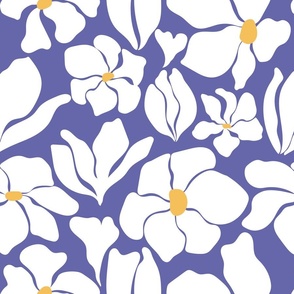 Magnolia Flowers - Matisse Inspired - Periwinkle Purple + White - Perfect For Metallic !