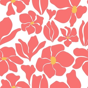 Magnolia Flowers - Matisse Inspired - Peach + White - Perfect For Metallic !