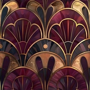 Burgundy, Beige & Gray Art Deco - medium