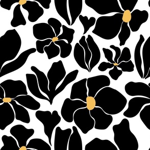 Magnolia Flowers - Matisse Inspired - Black + White - Perfect For Metallic !