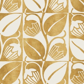 THE GATSBY COLLECTION - STYLIZED TULIP IN GOLD PATINA AND WHITE