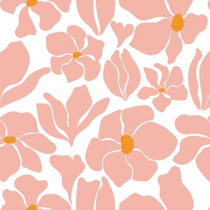 Magnolia Flowers - Matisse Inspired - Peach Pink + White - Perfect For Metallic !
