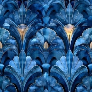 Blue Art Deco Fans - medium 