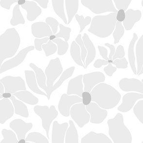 Magnolia Flowers - Matisse Inspired - Soft Gray + White - Perfect For Metallic !