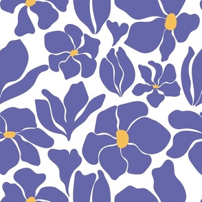 Magnolia Flowers - Matisse Inspired - Very Peri Periwinkle Purple + White - Perfect For Metallic !