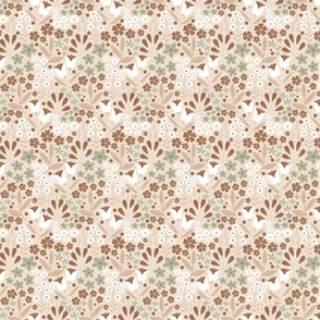 XS / Ethereal Blooms - Creamy Beige - Earth Tones - Sage Green - Florals - Flowers - Botanicals - Nature - Roses - Tulips - Floral Wallpaper