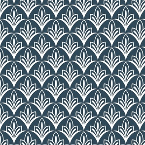 Art Deco Geometric Flowers - Navy Blue + White - Perfect for Metallic !