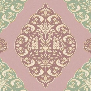 Big - Juliette - Brown pink and mint on a Light pink background