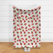 Sweet Strawberries on offwhite with small pink polka dots - medium scale